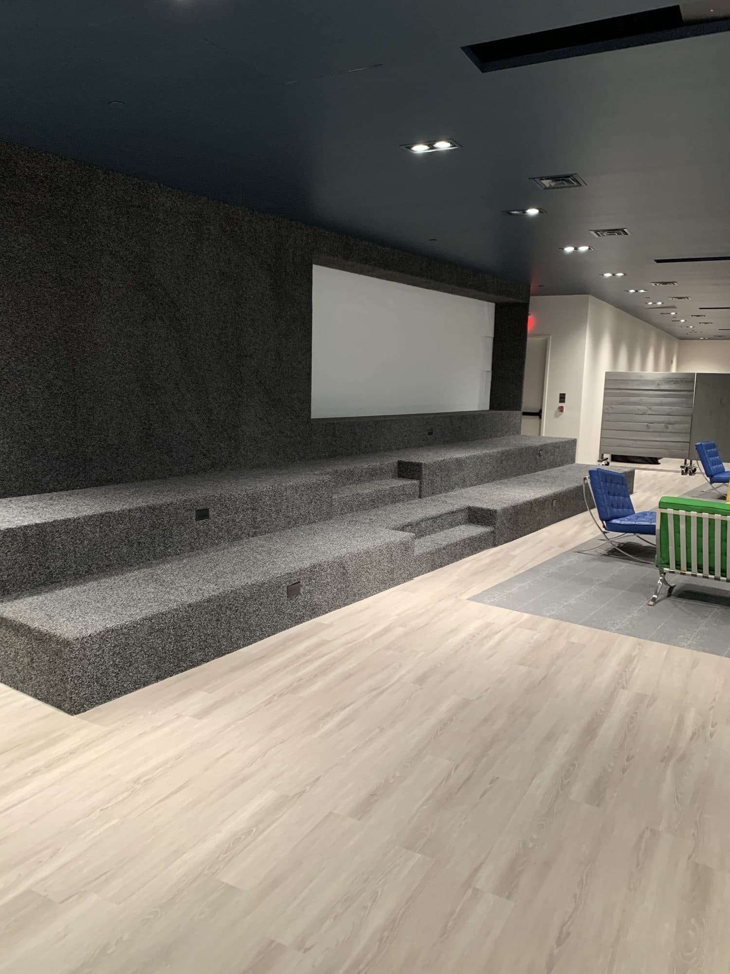 A commercial seating platform before timber cladding