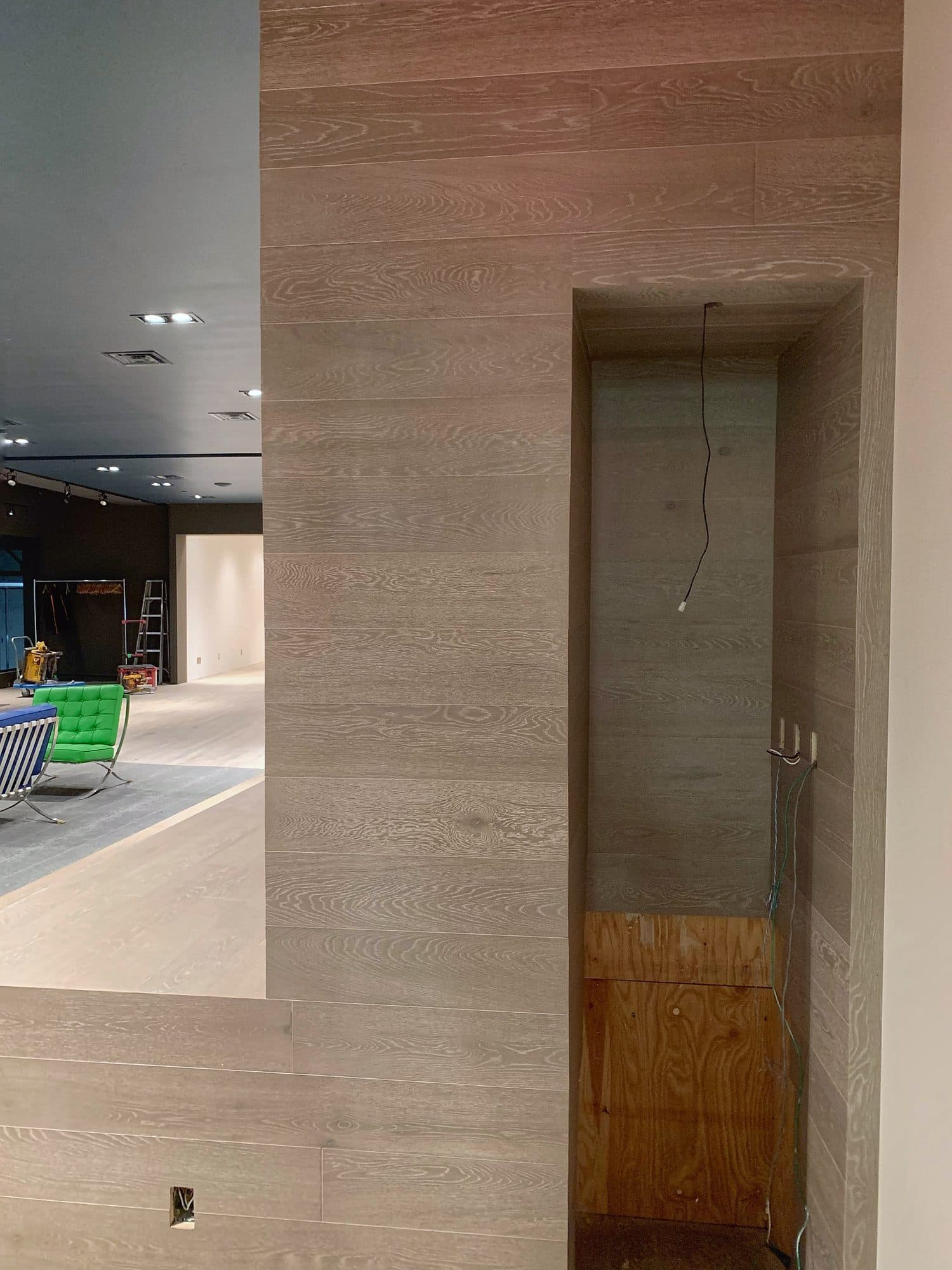 Wood stage, tiered seating and timber feature wall at the Toronto Congress Centre by Woodstellar